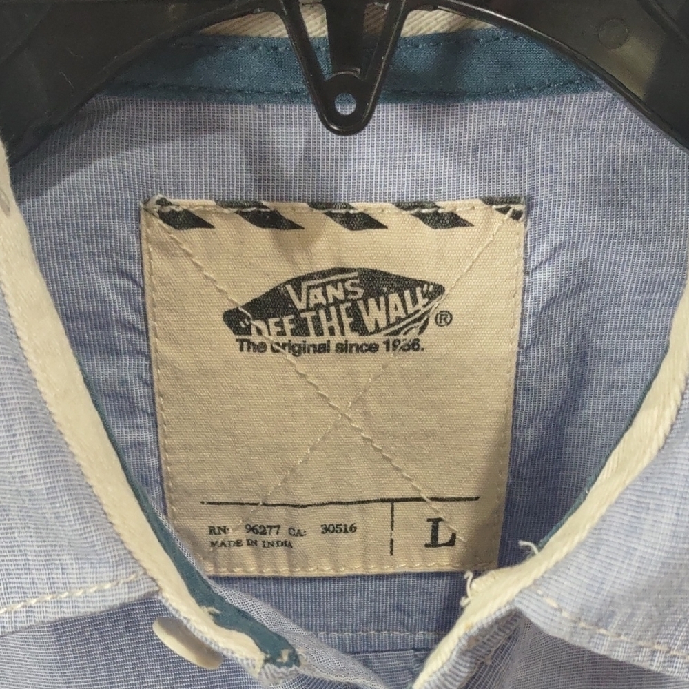 VANS Light Blue Short Sleeve Button-Up Shirt - Picture 5 of 17